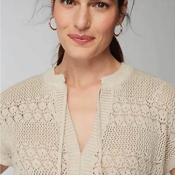 J. Jill - Pure Jill Tan Crochet Sweater - Size XL Tall - Picture 4 of 6